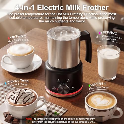 Milk Frother 16.9 OZ Electric Milk Frother and Steamer (Black)