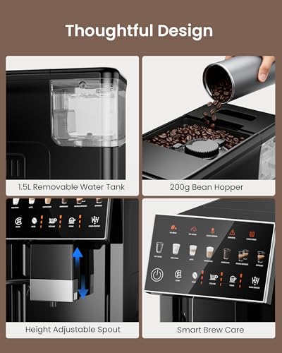 Fully Automatic Espresso Machine with Milk Frother & Grinder