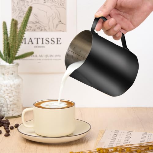 Milk Frothing Pitcher 31oz Frother Cup Barista Tools (Black / 31 Ounces)