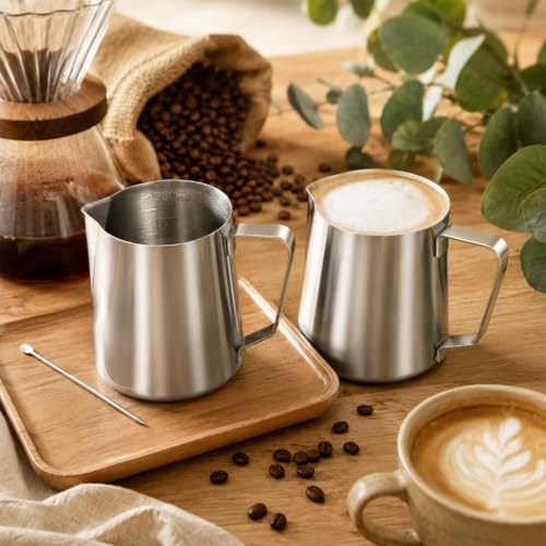 2 Pack Milk Frothing Pitcher Stainless Steel Espresso Steaming Pitchers