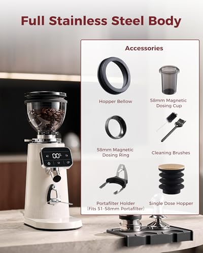G3 Commercial 64mm Flat Burr Coffee Grinder (Ivory)