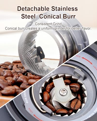 Electric Conical Burr Coffee Grinder with Removable Coffee Scale (Silver)