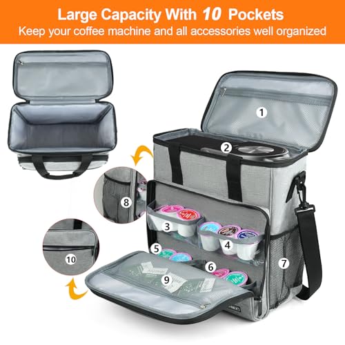 Travel Coffee Maker Carrying Bag Compatible with Keurig K (Grey / Compatible for K-Mini or K-Mini Plus)