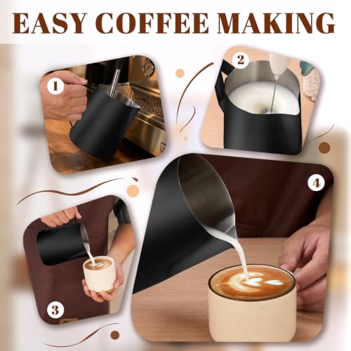 Milk Frothing Pitcher 31oz Frother Cup Barista Tools (Black / 31 Ounces)