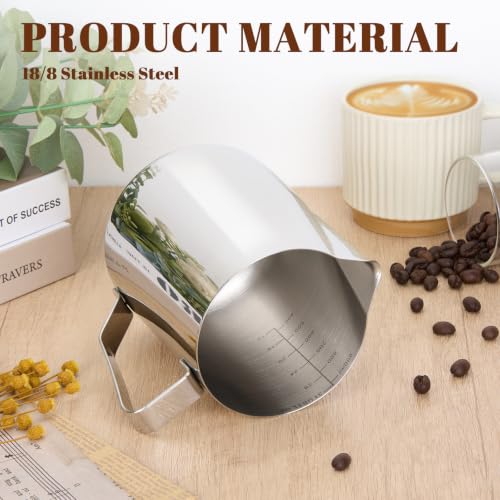 Milk Frothing Pitcher 31oz Frother Cup Barista Tools (Silver / 31 Ounces)