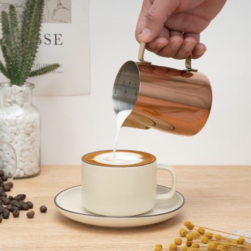 Milk Frothing Pitcher 20oz Frother Cup Barista Tools (Rose Gold / 20 Ounces)