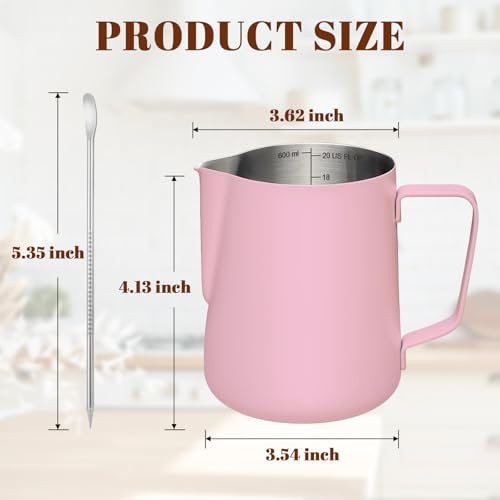 Milk Frothing Pitcher 20oz Frother Cup Barista Tools (Pink / 20 Ounces)