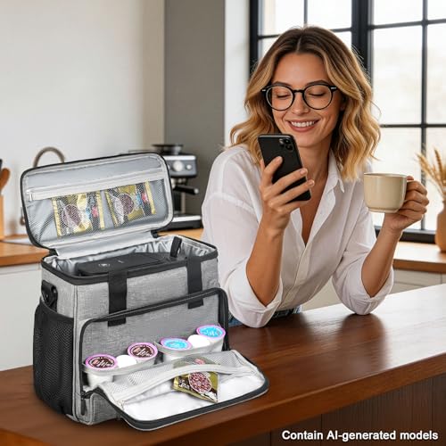 Coffee Maker Travel Bag Compatible with Keurig K (Grey-For K-Mini Mate/Mate Plus / Compatible with K-Mini Mate/Mate Plus)