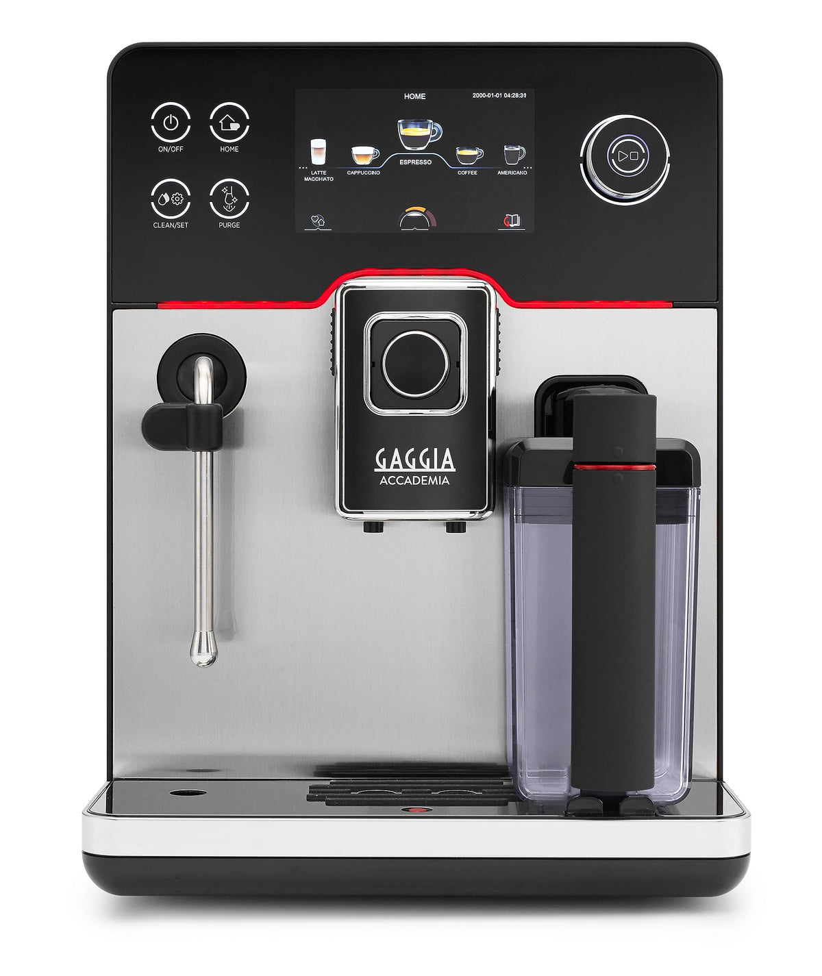 Accademia Luxury Italian Fully Automatic Espresso Machine with 19 Customized drink settings (Large / Brushed Stainless Steel)