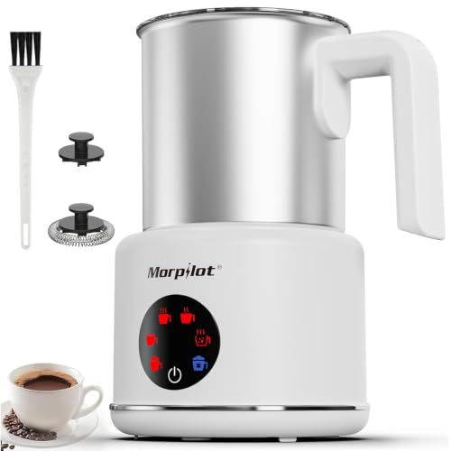 Large Electric Milk Frother and Steamer (White-Stainless)