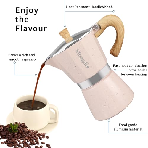 Moka Pot Stovetop Espresso Maker (Pink / 6 cup)