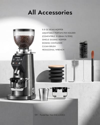 64MM Flat Burr Coffee Grinder Electric (Gunmetal Gray)