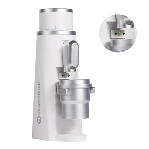 EDGE Plasma Electric Coffee Grinder Aluminum Automatic Coffee Bean Grinder for French Press Drip Coffee and Espresso Removable Fineness Adjustment Magnetic Suction Port with Cup (White)