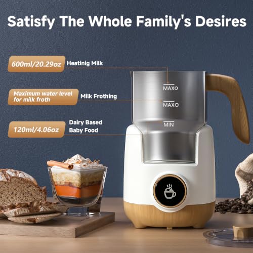8-in-1 Milk Frother and Steamer with 550W IH Induction Heating (White)