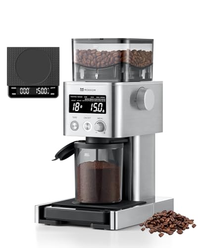 Electric Conical Burr Coffee Grinder with Removable Coffee Scale (Silver)