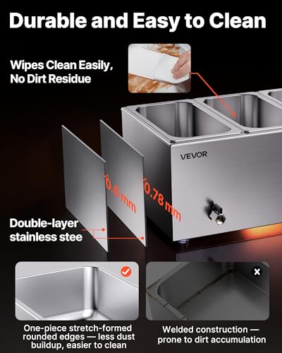 4 Pan Commercial Food Warmer (2x1/3Pan and 2x1/6Pan ;24QT)