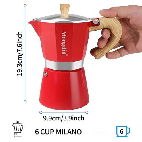 Moka Pot Stovetop Espresso Maker (Red / 6 cup)
