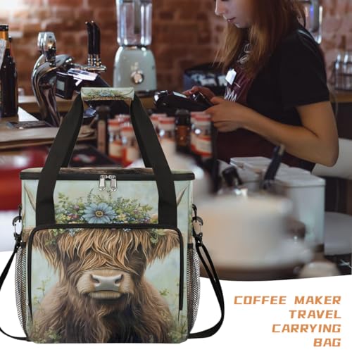 Alpine Cow Flower Coffee Maker Carring Bag Travel Carrying Storage Tote Bag Compatible with Keurig K (S009)
