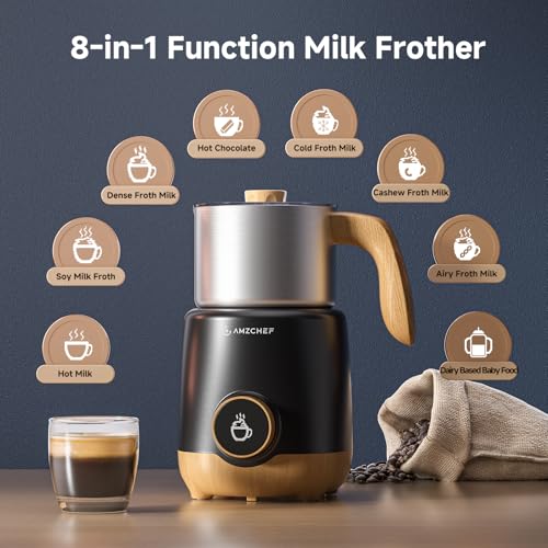 8-in-1 Milk Frother and Steamer with 550W IH Induction Heating (Black)