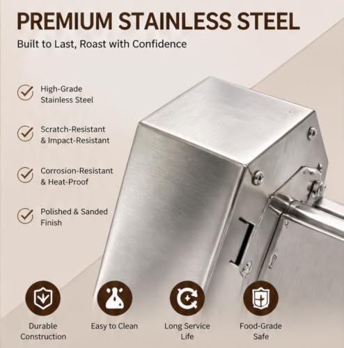 Electric Coffee Bean Roaster Stainless Steel Drum Roaster for Home Commercial Use Large Capacity with Adjustable Temperature for Roasting Coffee Beans Peanuts Nuts (0.3-0.5kg)