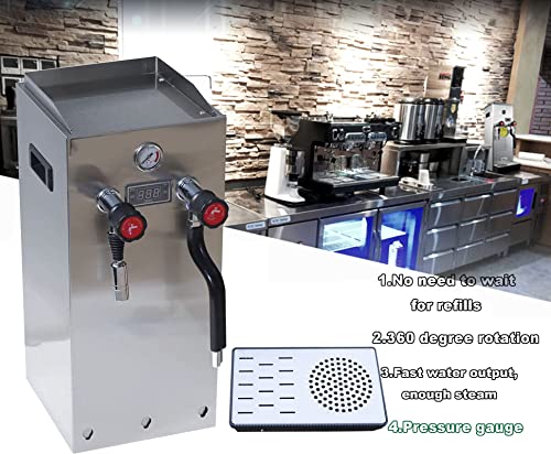 220V Commercial Milk Frother 12L Steam Milk Frothing Machine Water Boiler Multi