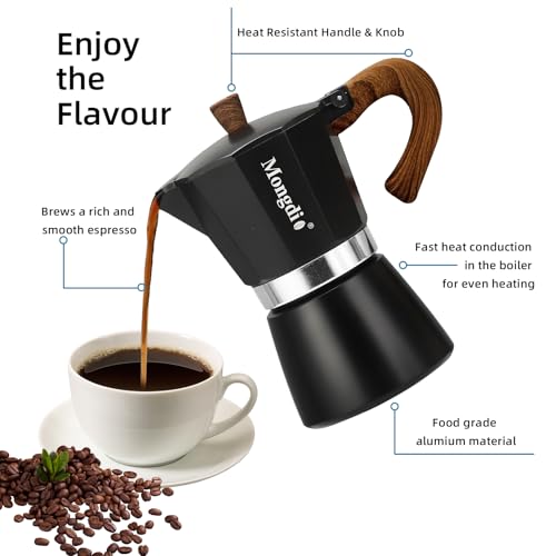 Stovetop Espresso Maker Moka Pot (Black / 3 cup)