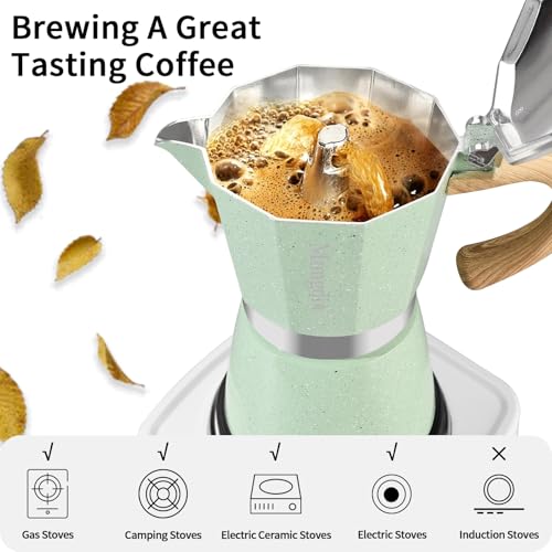 Moka Pot Stovetop Espresso Maker (Green / 9 cup)