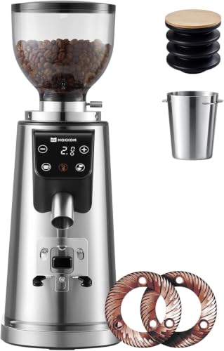 64mm Plated Flat Burr Coffee Grinder with 100 Grind Settings (Titanium Flat Burrs)