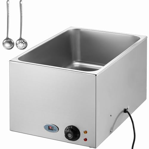 Commercial Food Warmer 24QT Bain Marie 1200W Electric Buffet Steam Table (12x20 Full Pan with display)