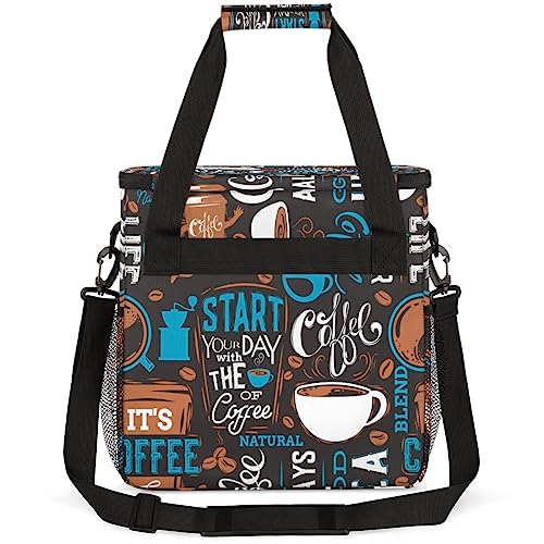 Coffee Maker Carring Bag Travel Carrying Storage Tote Bag Compatible (A03:Blue Coffee)
