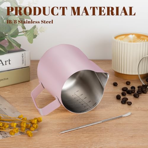 Milk Frothing Pitcher 20oz Frother Cup Barista Tools (Pink / 20 Ounces)