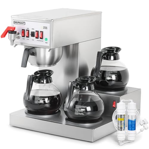 12 Cup Commercial Coffee Maker Auto Filling Drip Coffee Machine with 3 Carafes 3 Warmers (36 Cup)