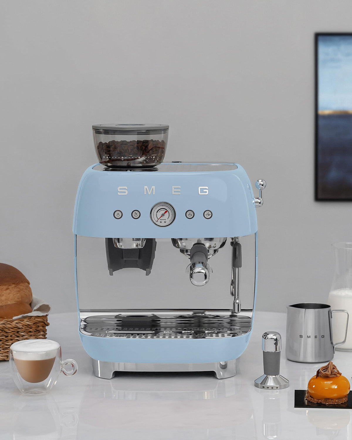 EGF03 Semi Automatic Espresso Machine with Built (8.8 oz / Pastel Blue)