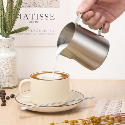 Milk Frothing Pitcher 12oz Frother Cup Barista Tools (Frosted / 12 Ounces)