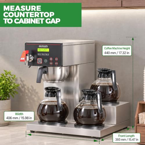 12 Cup Commercial Coffee Maker with Water Line Filter Auto (1.8L/Digital LCD Control)