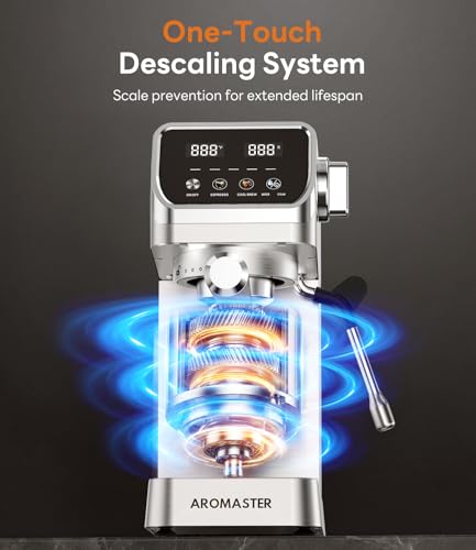 1400W Espresso Machine with Milk Frother (Titanium Silver)