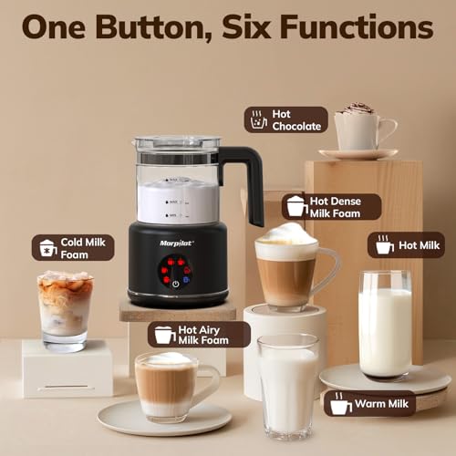Large Electric Milk Frother and Steamer (Matte Black)