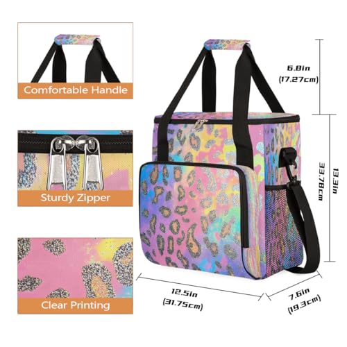 Gold Pink Leopard Print Coffee Maker Carring Bag Travel Carrying Storage Tote Bag Compatible with Keurig K (A-017)
