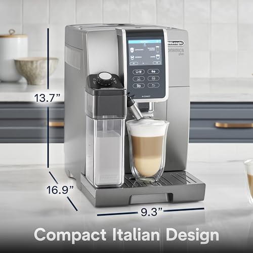 Dinamica Plus Connected Espresso & Coffee Machine with Automatic Milk Frother (Titanium)