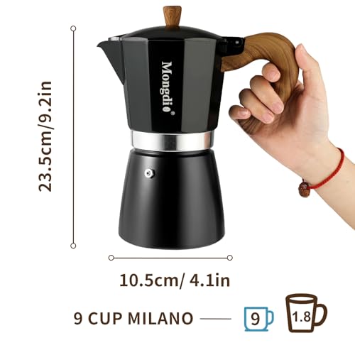 Stovetop Espresso Maker Moka Pot (Black / 9 cup)