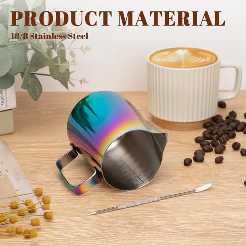 Milk Frothing Pitcher 12oz Frother Cup Barista Tools (Multicolor / 12 Ounces)