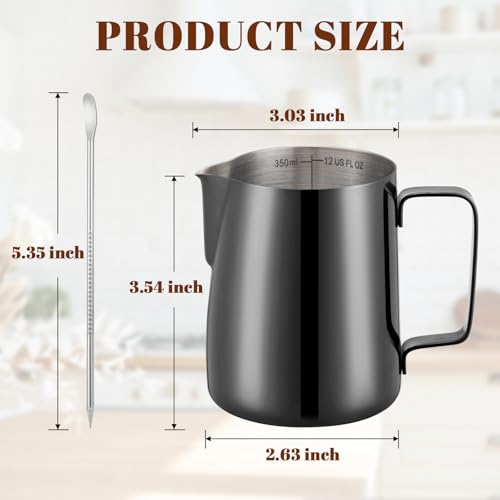 Milk Frothing Pitcher 12oz Frother Cup Barista Tools (Bright Black / 12 Ounces)