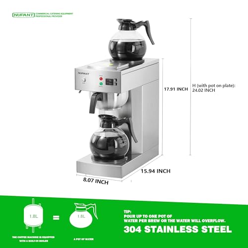 12 Cup Commercial Coffee Maker with Water Line 1.8L Auto (1.8L)