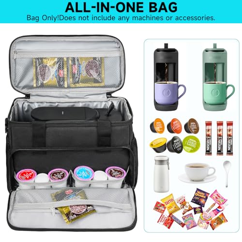 Coffee Maker Travel Bag Compatible with Keurig K (Black-For K-Mini Mate/Mate Plus / Compatible with K-Mini Mate/Mate Plus)