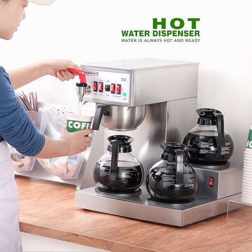12 Cup Commercial Coffee Maker Auto Filling Drip Coffee Machine with 3 Carafes 3 Warmers (36 Cup)