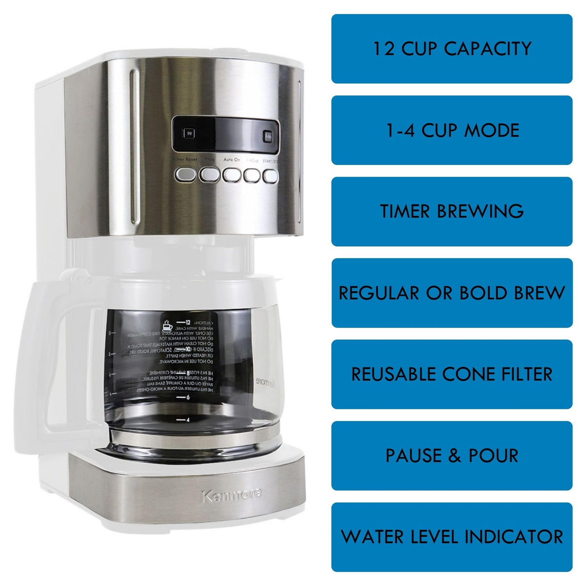 Kenmore Drip Coffee Maker (Silver / 12 Cup)