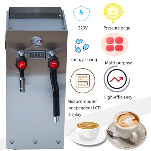 220V Commercial Milk Frother 12L Steam Milk Frothing Machine Water Boiler Multi