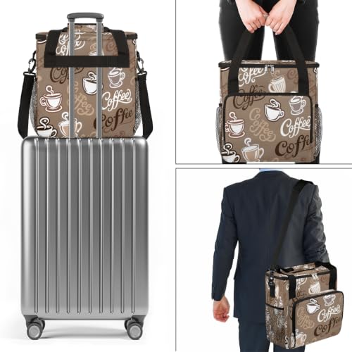 Coffee Maker Carring Bag Travel Carrying Storage Tote Bag Compatible (A12:Coffee Theme)
