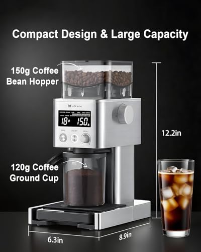 Electric Conical Burr Coffee Grinder with Removable Coffee Scale (Silver)