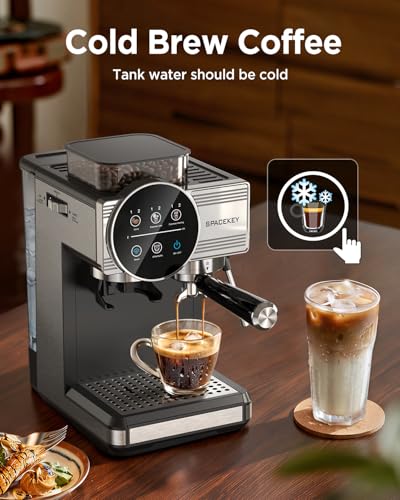 Espresso Machine with Grinder and Frother (Brushed Silver)